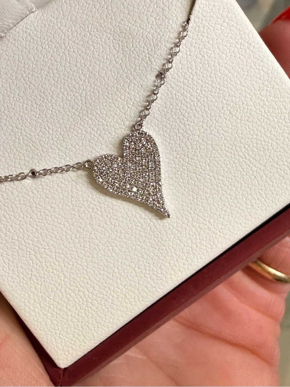 Saks Fifth Avenue Collection necklace 14K white gold diamond heart pendant